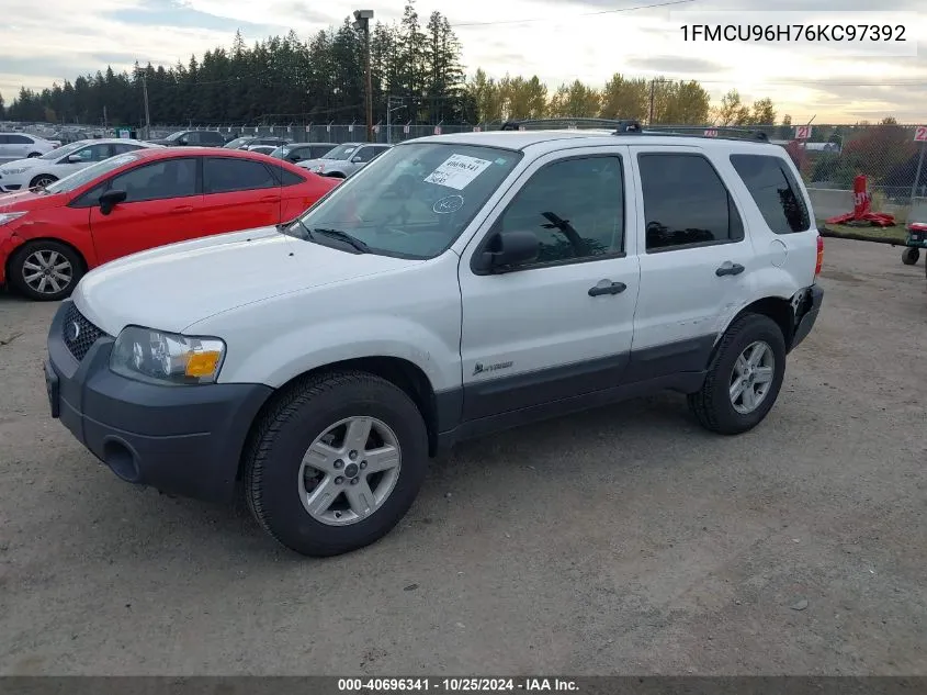 2006 Ford Escape Hybrid VIN: 1FMCU96H76KC97392 Lot: 40696341