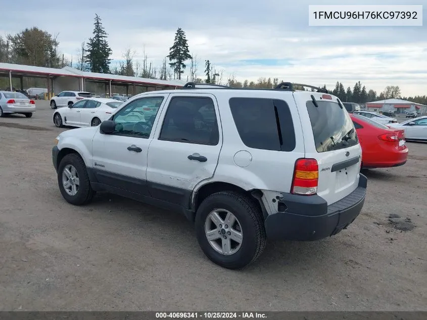 2006 Ford Escape Hybrid VIN: 1FMCU96H76KC97392 Lot: 40696341