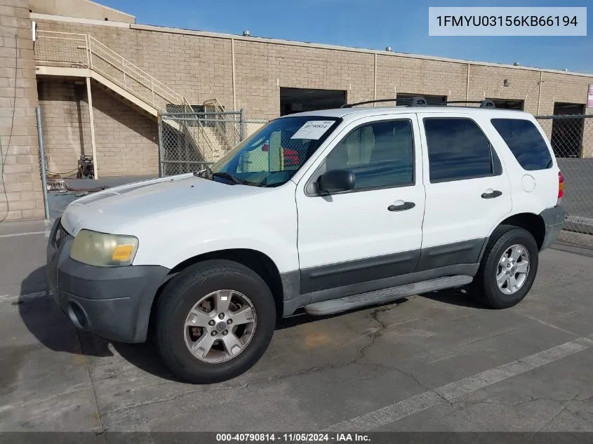 2006 Ford Escape Xlt/Xlt Sport VIN: 1FMYU03156KB66194 Lot: 40790814