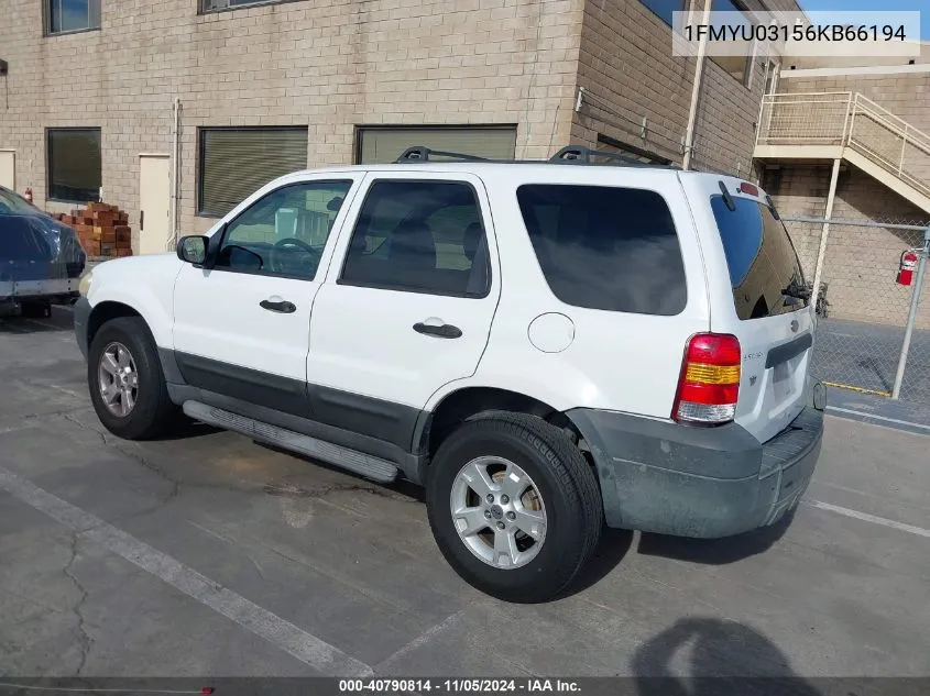 2006 Ford Escape Xlt/Xlt Sport VIN: 1FMYU03156KB66194 Lot: 40790814