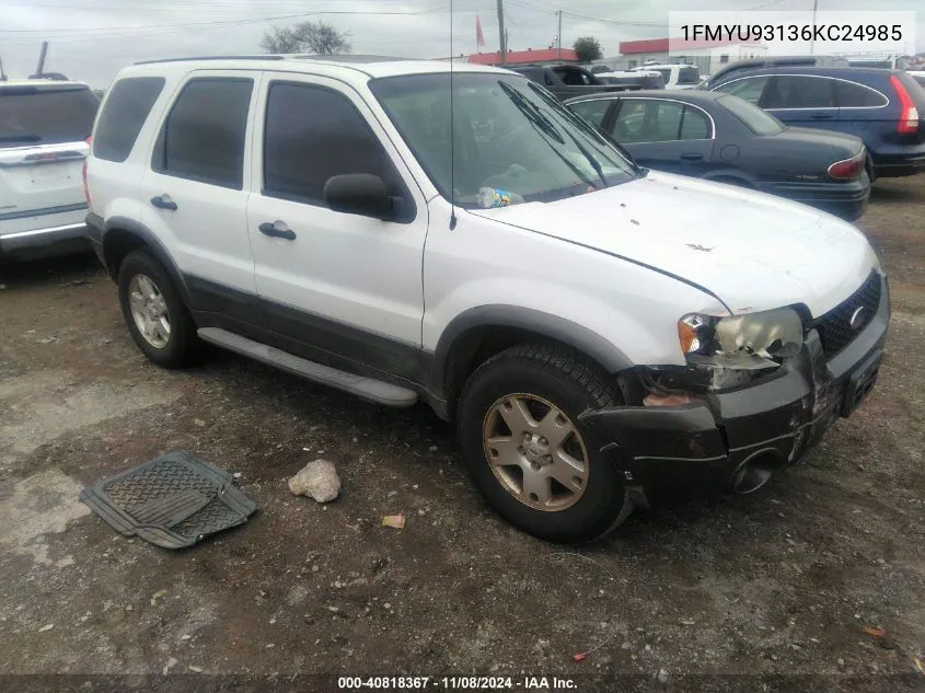 2006 Ford Escape Xlt/Xlt Sport VIN: 1FMYU93136KC24985 Lot: 40818367