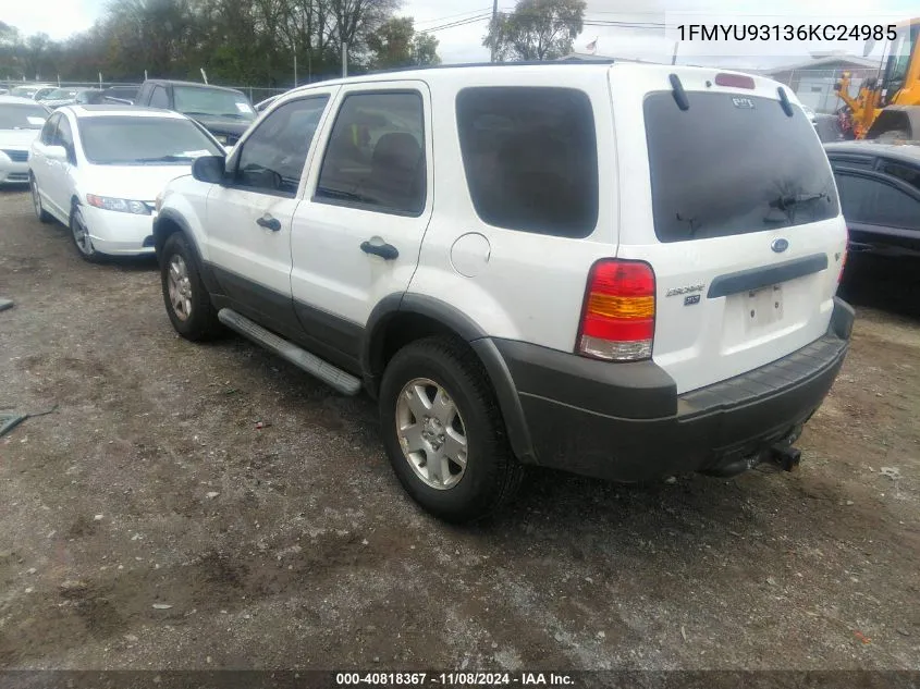 2006 Ford Escape Xlt/Xlt Sport VIN: 1FMYU93136KC24985 Lot: 40818367