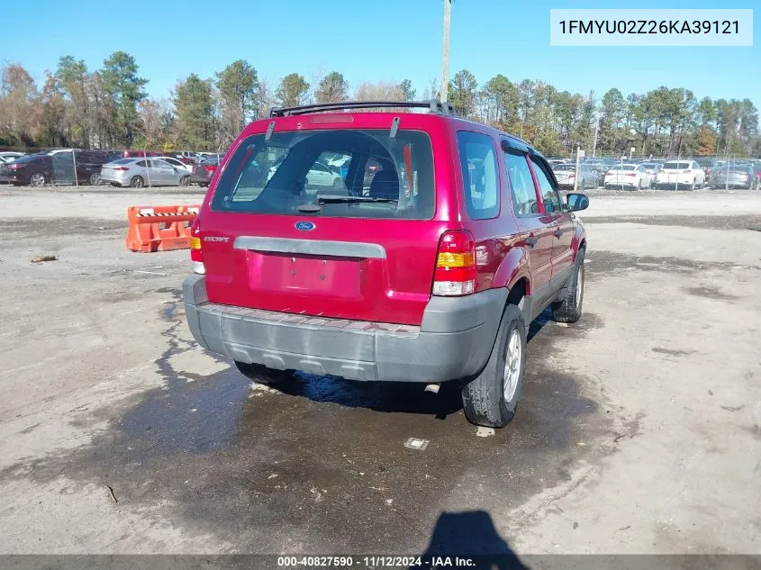 2006 Ford Escape Xls/Xls Manual VIN: 1FMYU02Z26KA39121 Lot: 40827590