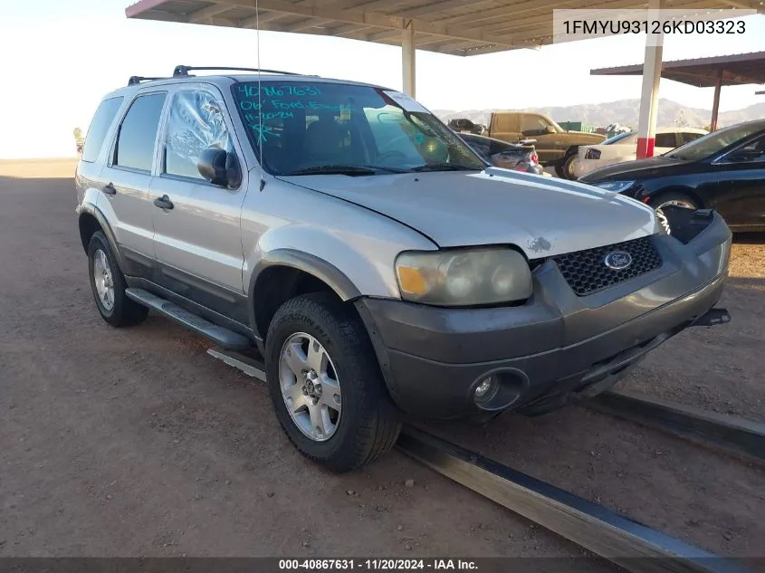 2006 Ford Escape Xlt/Xlt Sport VIN: 1FMYU93126KD03323 Lot: 40867631