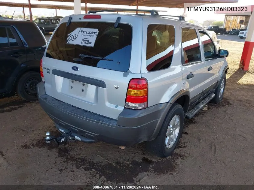 2006 Ford Escape Xlt/Xlt Sport VIN: 1FMYU93126KD03323 Lot: 40867631