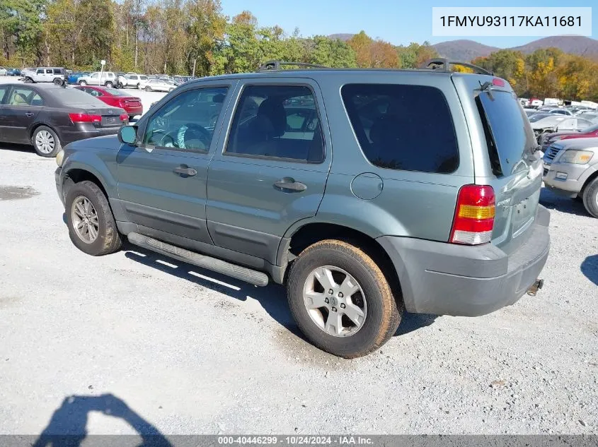 2007 Ford Escape Xlt/Xlt Sport VIN: 1FMYU93117KA11681 Lot: 40446299