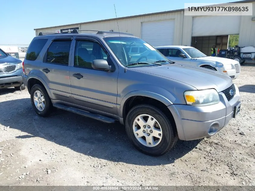 2007 Ford Escape Xlt/Xlt Sport VIN: 1FMYU93177KB98635 Lot: 40538804