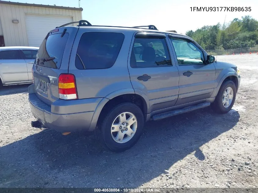 2007 Ford Escape Xlt/Xlt Sport VIN: 1FMYU93177KB98635 Lot: 40538804