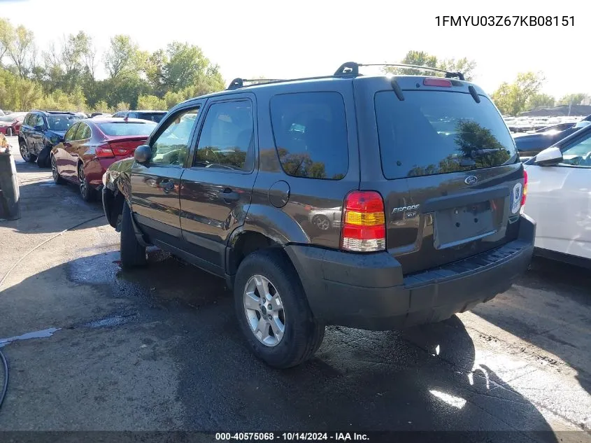 2007 Ford Escape Xlt VIN: 1FMYU03Z67KB08151 Lot: 40575068