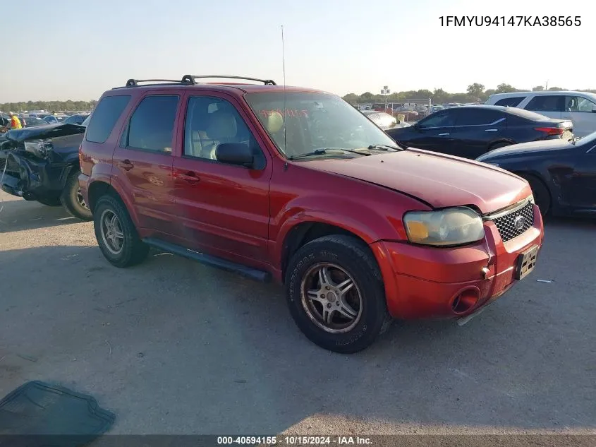 2007 Ford Escape Limited VIN: 1FMYU94147KA38565 Lot: 40594155