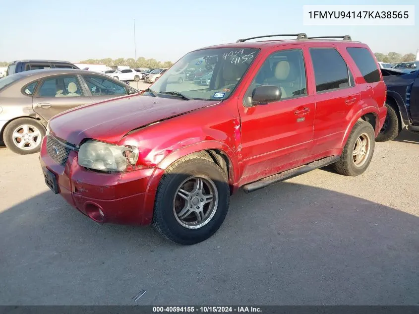 2007 Ford Escape Limited VIN: 1FMYU94147KA38565 Lot: 40594155