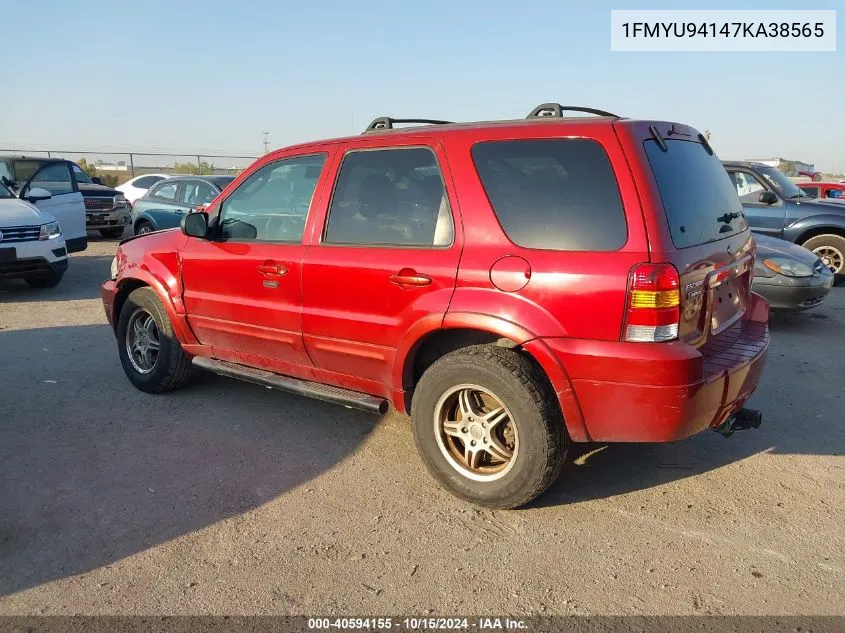 2007 Ford Escape Limited VIN: 1FMYU94147KA38565 Lot: 40594155