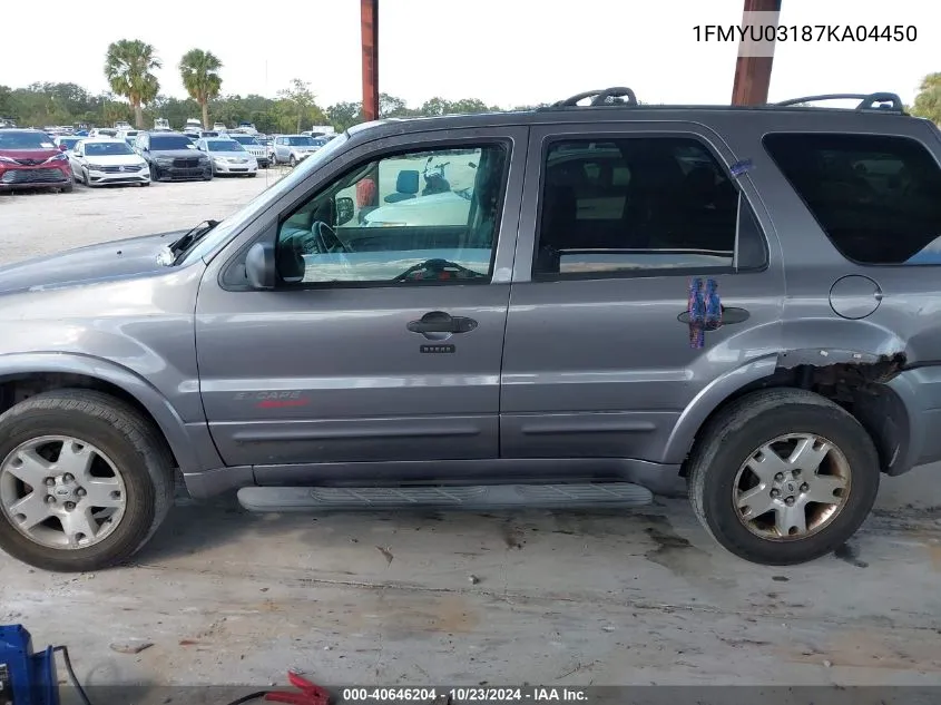 2007 Ford Escape Xlt/Xlt Sport VIN: 1FMYU03187KA04450 Lot: 40646204