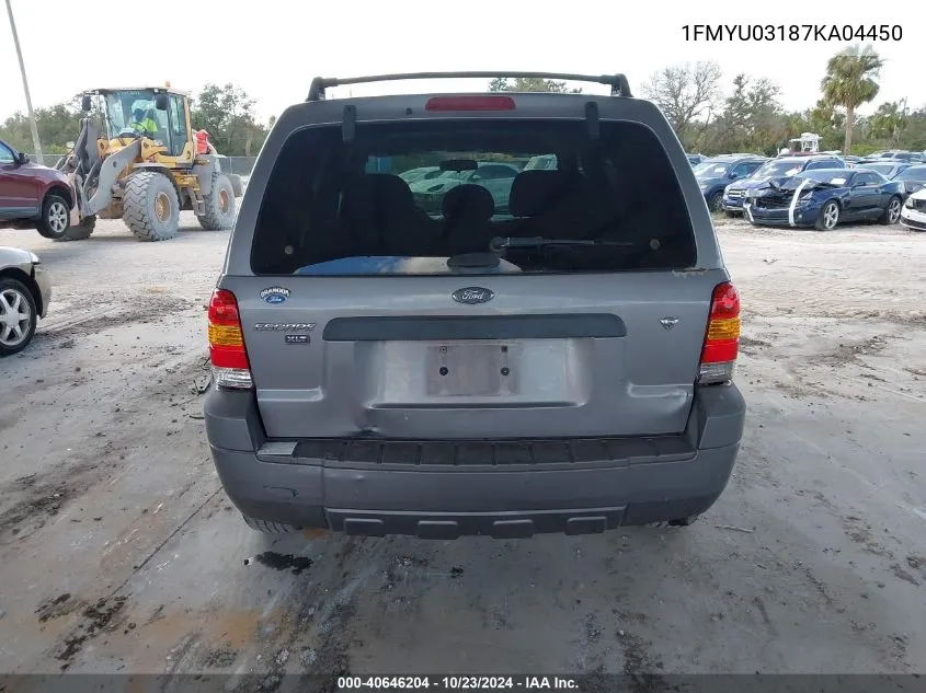 2007 Ford Escape Xlt/Xlt Sport VIN: 1FMYU03187KA04450 Lot: 40646204