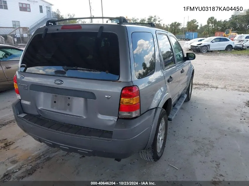 2007 Ford Escape Xlt/Xlt Sport VIN: 1FMYU03187KA04450 Lot: 40646204