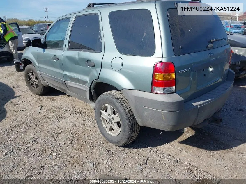 2007 Ford Escape Xls/Xls Manual VIN: 1FMYU02Z47KA51224 Lot: 40693205