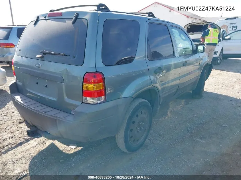 2007 Ford Escape Xls/Xls Manual VIN: 1FMYU02Z47KA51224 Lot: 40693205