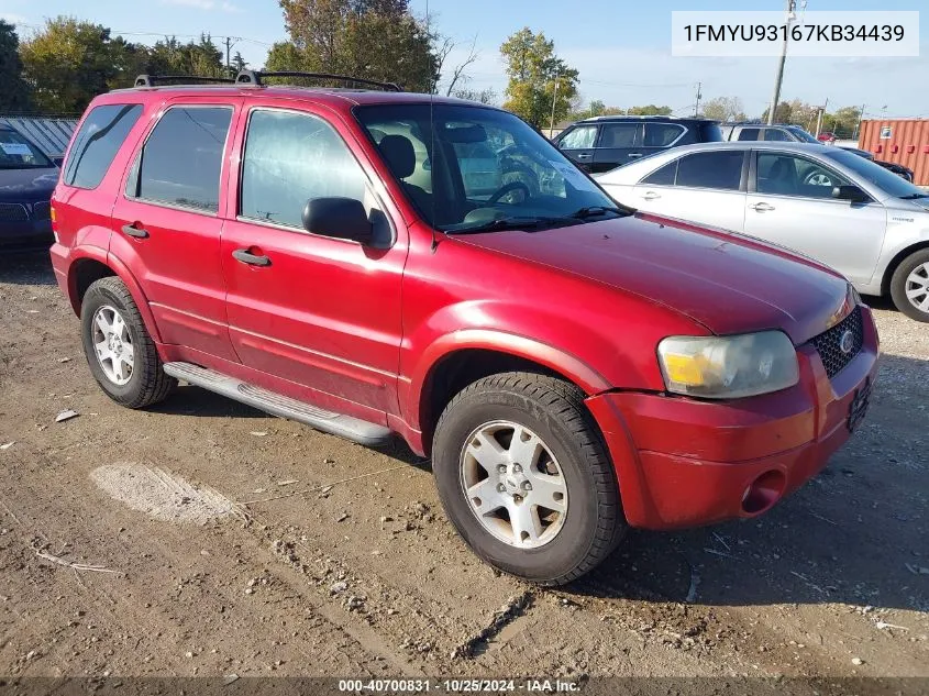 2007 Ford Escape Xlt/Xlt Sport VIN: 1FMYU93167KB34439 Lot: 40700831