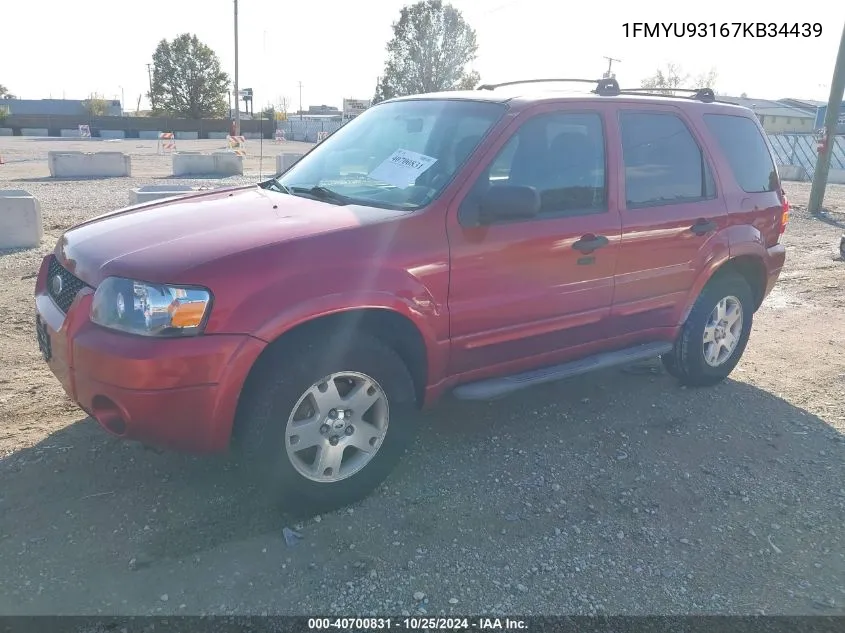 2007 Ford Escape Xlt/Xlt Sport VIN: 1FMYU93167KB34439 Lot: 40700831