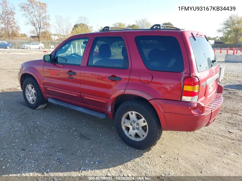 2007 Ford Escape Xlt/Xlt Sport VIN: 1FMYU93167KB34439 Lot: 40700831