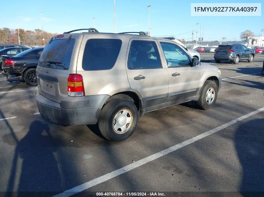 2007 Ford Escape Xls/Xls Manual VIN: 1FMYU92Z77KA40397 Lot: 40768784