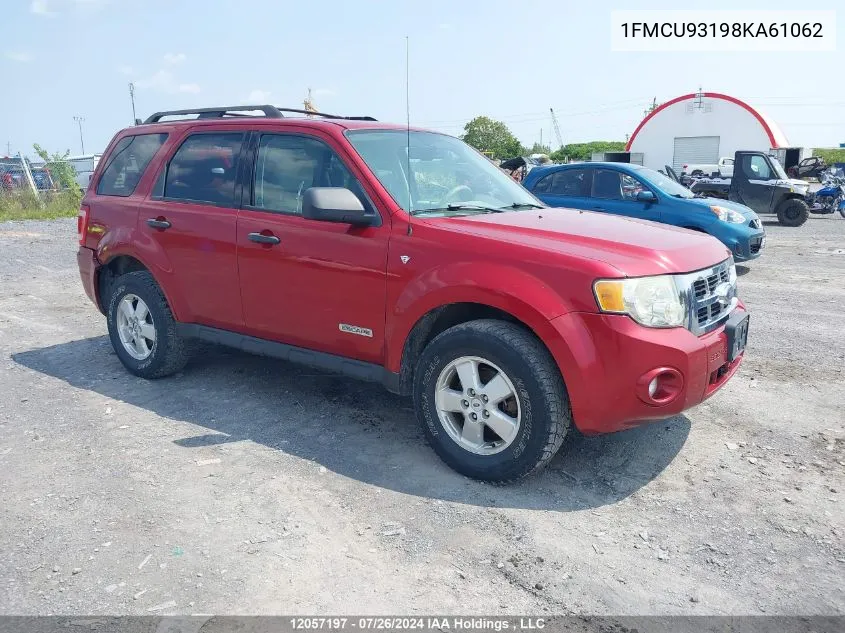 2008 Ford Escape VIN: 1FMCU93198KA61062 Lot: 12057197