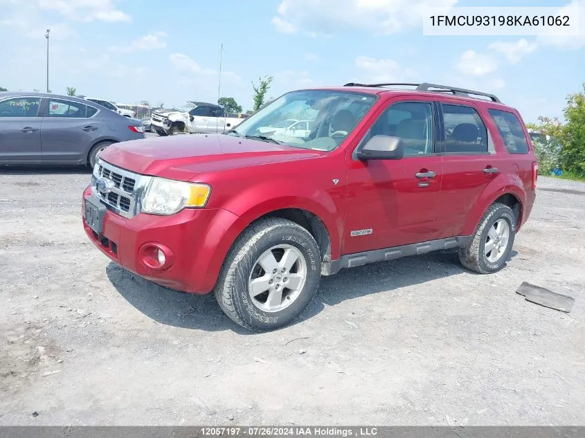 2008 Ford Escape VIN: 1FMCU93198KA61062 Lot: 12057197