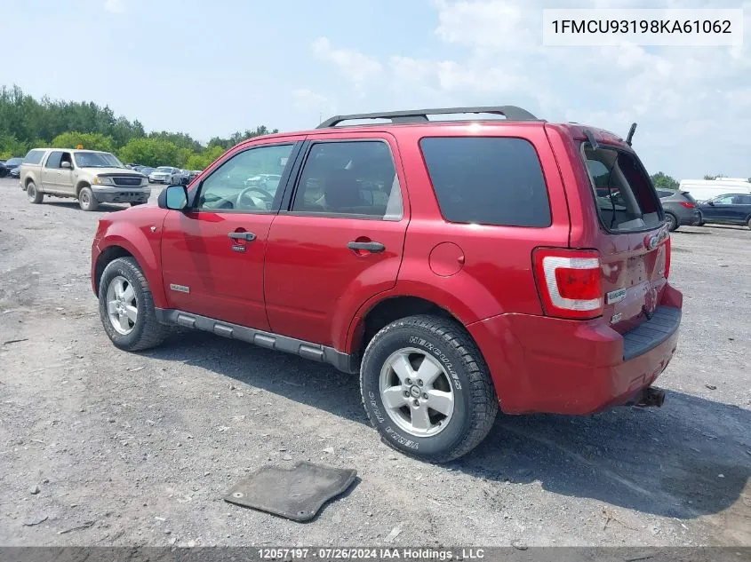 2008 Ford Escape VIN: 1FMCU93198KA61062 Lot: 12057197