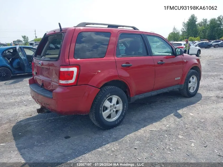 2008 Ford Escape VIN: 1FMCU93198KA61062 Lot: 12057197