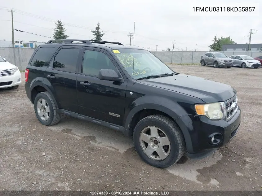 2008 Ford Escape Xlt VIN: 1FMCU03118KD55857 Lot: 12074339