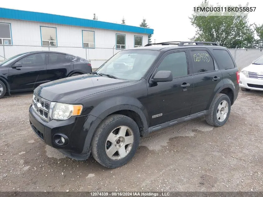 2008 Ford Escape Xlt VIN: 1FMCU03118KD55857 Lot: 12074339