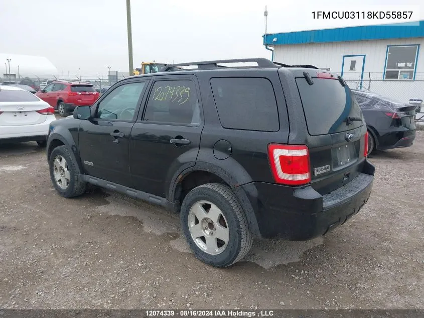 2008 Ford Escape Xlt VIN: 1FMCU03118KD55857 Lot: 12074339