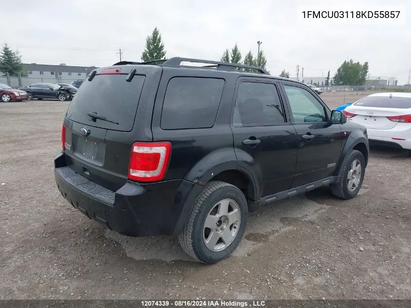 2008 Ford Escape Xlt VIN: 1FMCU03118KD55857 Lot: 12074339