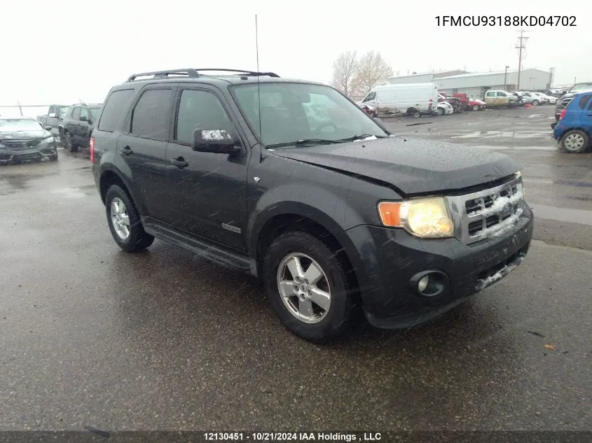 2008 Ford Escape VIN: 1FMCU93188KD04702 Lot: 12130451