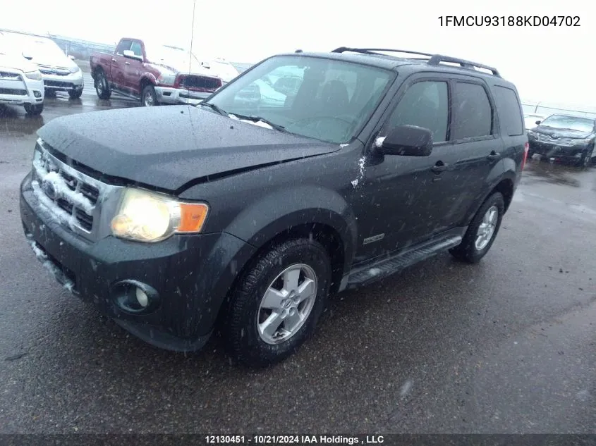 2008 Ford Escape VIN: 1FMCU93188KD04702 Lot: 12130451