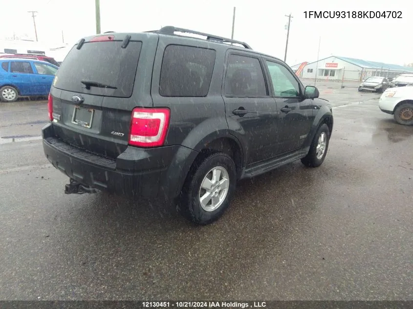 2008 Ford Escape VIN: 1FMCU93188KD04702 Lot: 12130451