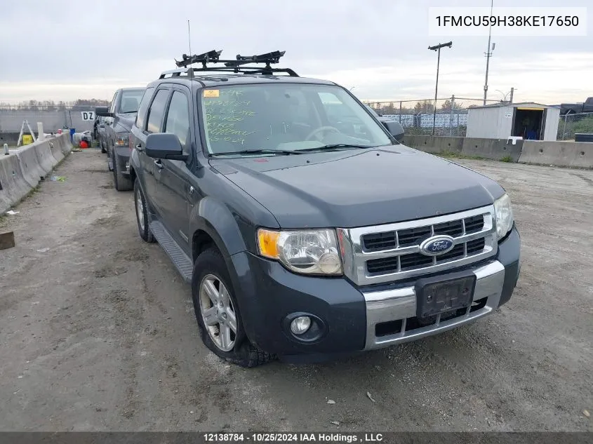 2008 Ford Escape Hybrid VIN: 1FMCU59H38KE17650 Lot: 12138784