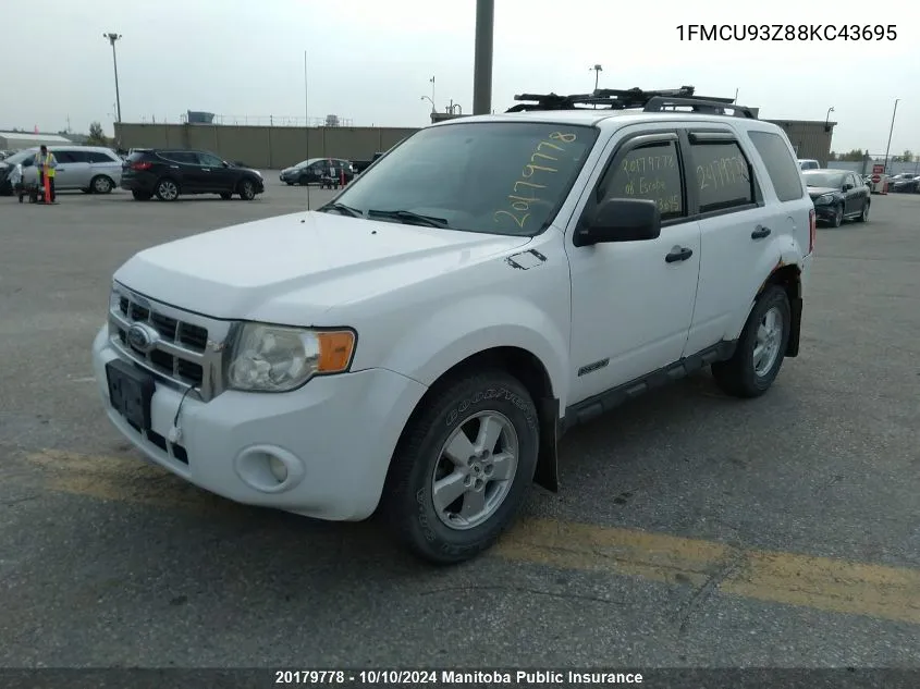 2008 Ford Escape Xlt VIN: 1FMCU93Z88KC43695 Lot: 20179778