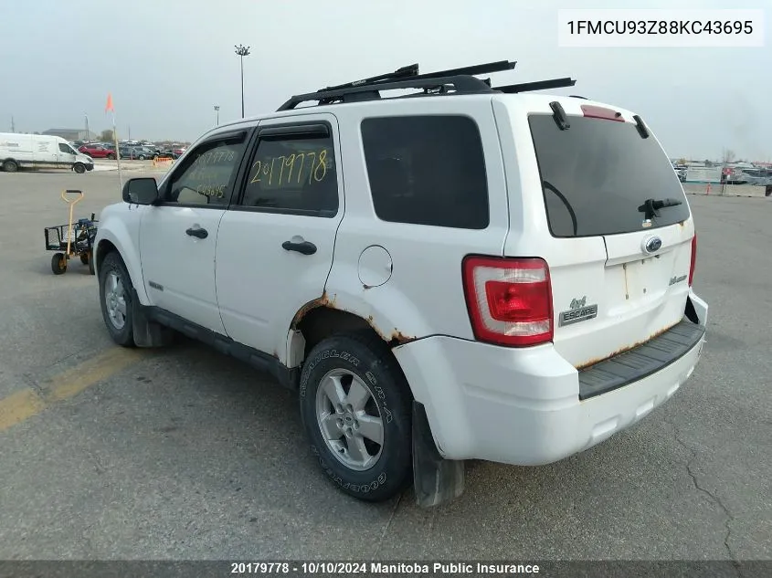 2008 Ford Escape Xlt VIN: 1FMCU93Z88KC43695 Lot: 20179778