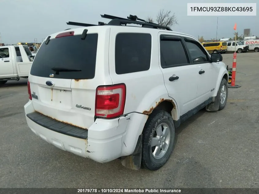 2008 Ford Escape Xlt VIN: 1FMCU93Z88KC43695 Lot: 20179778