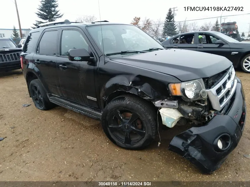 2008 Ford Escape Limited VIN: 1FMCU94198KA27492 Lot: 30048158