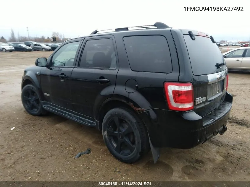 2008 Ford Escape Limited VIN: 1FMCU94198KA27492 Lot: 30048158