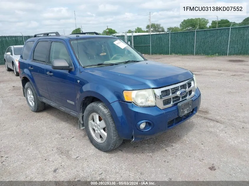 2008 Ford Escape Xlt VIN: 1FMCU03138KD07552 Lot: 39325330