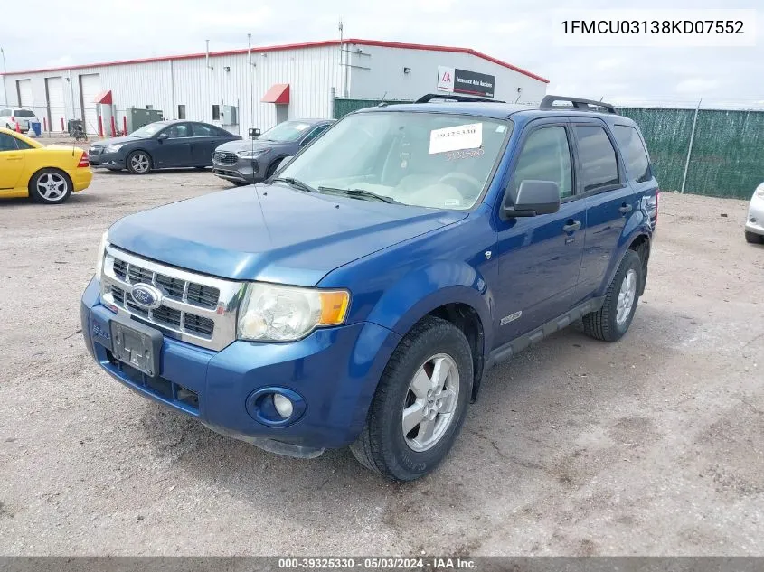 2008 Ford Escape Xlt VIN: 1FMCU03138KD07552 Lot: 39325330