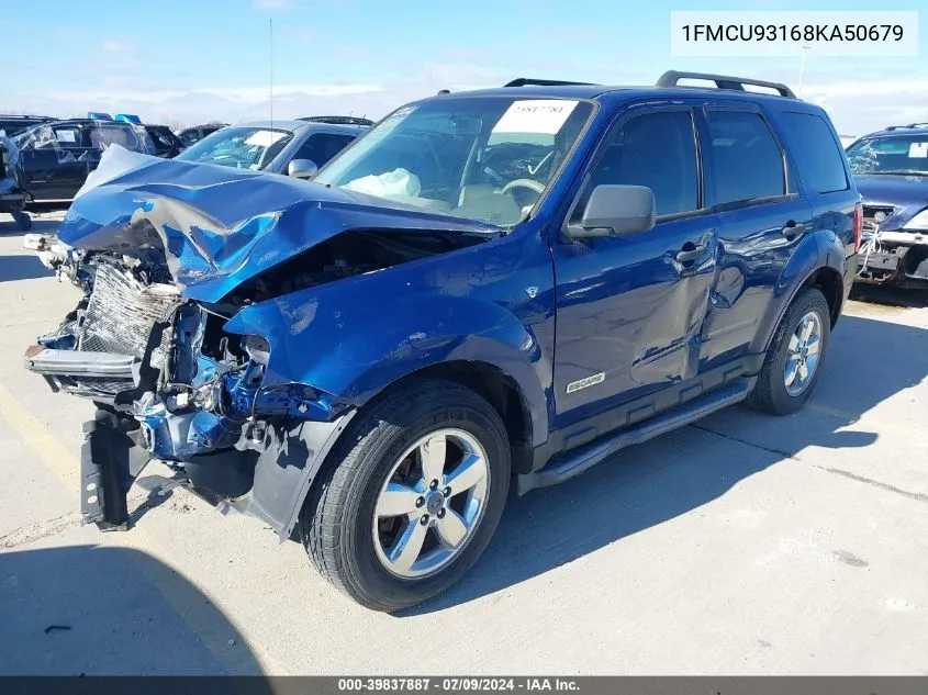 2008 Ford Escape Xlt VIN: 1FMCU93168KA50679 Lot: 39837887