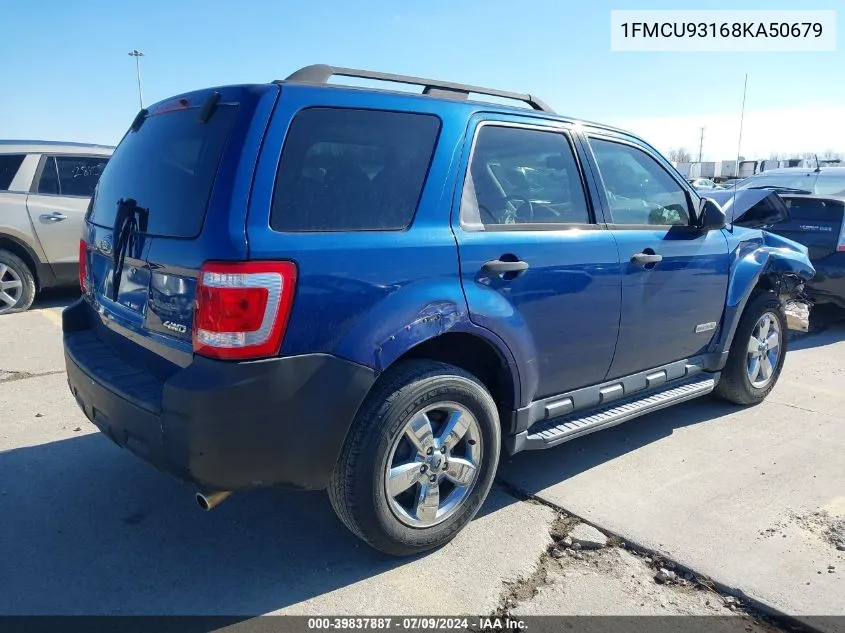 2008 Ford Escape Xlt VIN: 1FMCU93168KA50679 Lot: 39837887