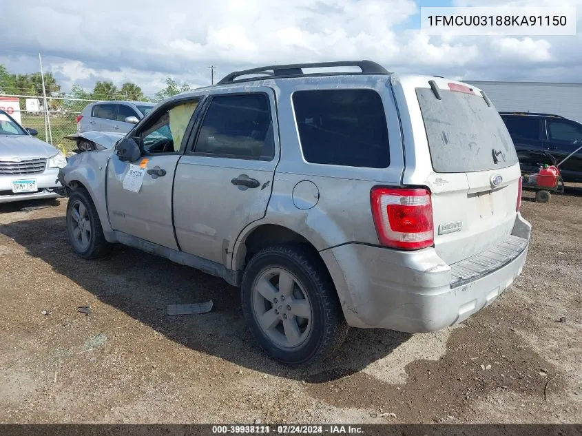 2008 Ford Escape Xlt VIN: 1FMCU03188KA91150 Lot: 39938111