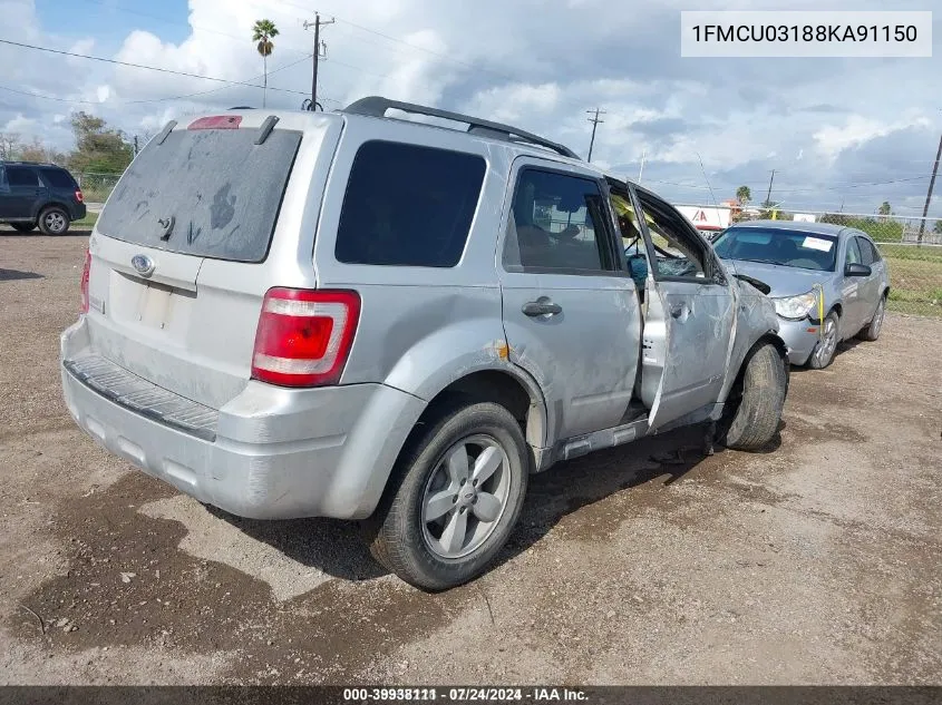 2008 Ford Escape Xlt VIN: 1FMCU03188KA91150 Lot: 39938111