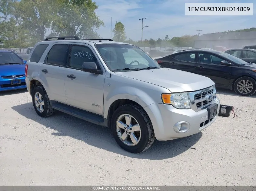 2008 Ford Escape Xlt VIN: 1FMCU931X8KD14809 Lot: 40217812