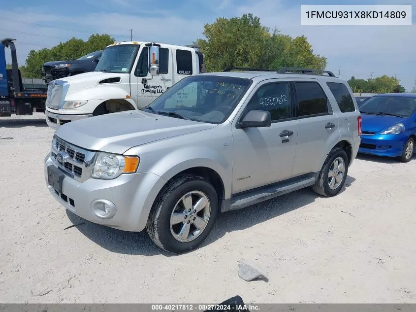 2008 Ford Escape Xlt VIN: 1FMCU931X8KD14809 Lot: 40217812